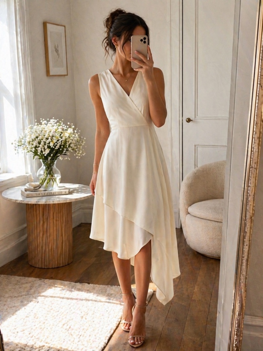 J.Crew 365 NWT Ivory Asymmetrical Faux Wrap Midi Dress Size 4